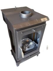 Pelet şömine soba-Yan camlı şömine