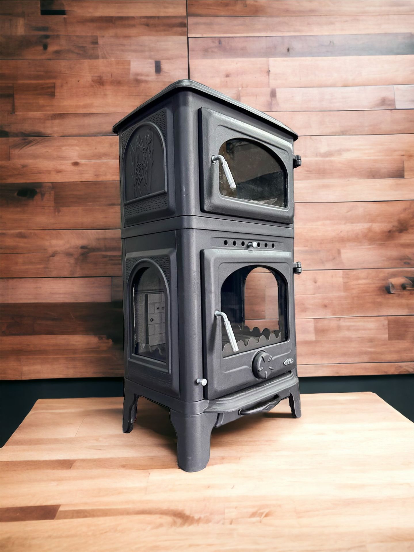 Döküm fırınlı soba inci yan camlı yan kapaklı