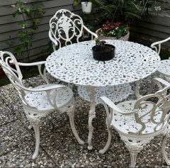 Bahçe takımları döküm yuvarlak masa sandalyesi güllü
