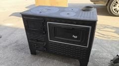 Fırınlı soba siyah saç model kapak camlı