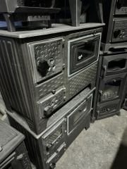 Fırınlı soba siyah saç model kapak camlı