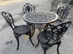 Güllü masa sandalye takım siyah