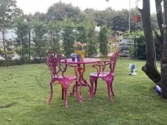Döküm sandalye masa pembe renk