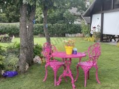 Döküm sandalye masa pembe renk
