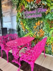 Oval masa güllü bank takımı