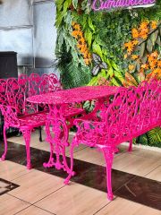 Oval masa güllü bank takımı