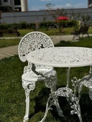 Döküm sandalye masa osmanlı beyaz renk