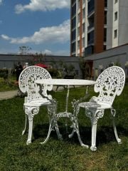 Döküm sandalye masa osmanlı beyaz renk