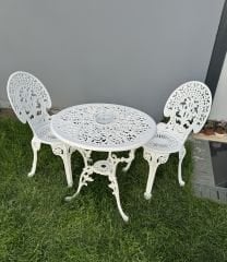 Döküm sandalye masa osmanlı beyaz renk