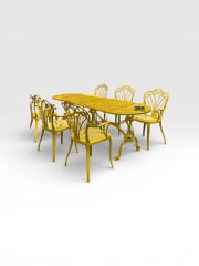 Döküm sarı büyük yemek masa takımı