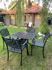 Ferforje geniş döküm sandalye kare masa takımı