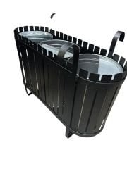 Metal çöp kovaları-Çöp kovası geniş 3 lü model