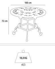 Döküm masa 100 cm Pro model yuvarlak