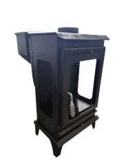 Pelet şömine soba-Yan camlı şömine-Hem Pelet hem odunlu şömine soba