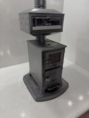 Kurbağa soba camlı kapak-fırınlı-alt tepsili