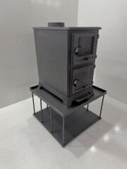 Kurbağa soba camlı kapak-yüksek alt tepsili