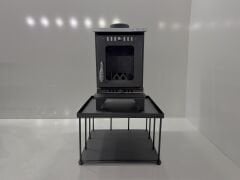 Pelet şömine soba-Yan camlı şömine-Kamp sobası-Küçük Model yüksek altlıklı