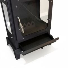 Pelet şömine soba-Yan camlı şömine-Kamp sobası-Küçük Model yüksek altlıklı fırınlı