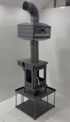 Pelet şömine soba-Yan camlı şömine-Kamp sobası-Küçük Model yüksek altlıklı fırınlı