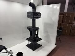 Pelet şömine soba-Yan camlı şömine-Kamp sobası-Küçük Model yüksek altlıklı fırınlı