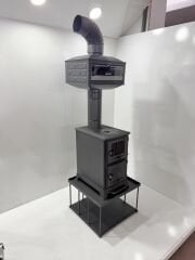 Pelet şömine soba-Yan camlı şömine-Kamp sobası-Küçük Model yüksek altlıklı fırınlı