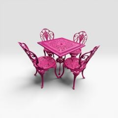 Döküm güllü kare masa fuşya