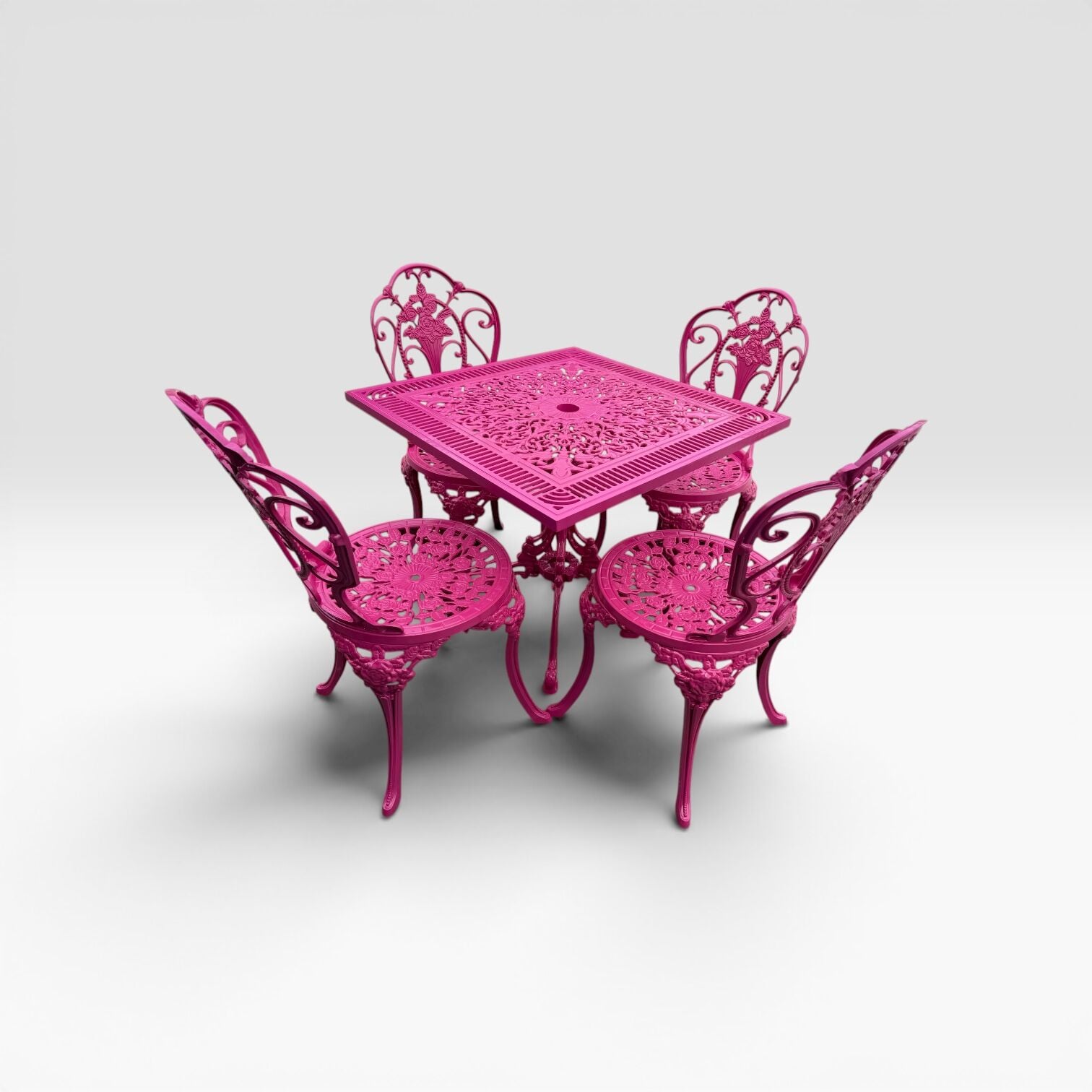 Döküm güllü kare masa fuşya
