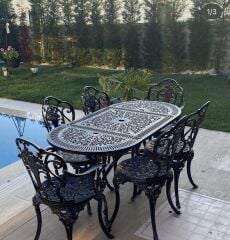 Havuz başı takım bahçe sandalye masa takımı beyaz