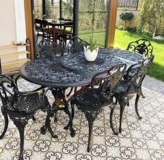 Sandalye güllü masa güllü takım