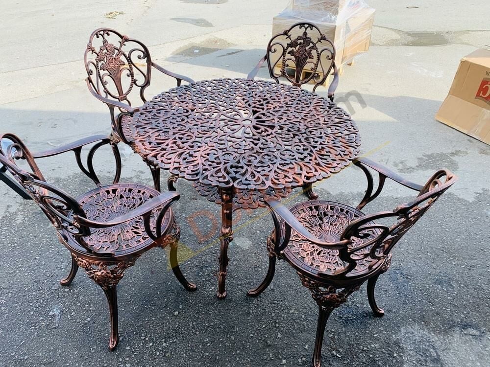 Güllü sandalye masa 100 cm