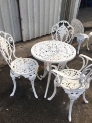 Döküm güllü sandalye masa güllü 60 çap