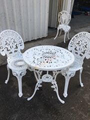 Döküm güllü sandalye güllü 60 cm masa İnce ayak