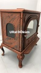 Döküm soba 3 yandan camlı renkli