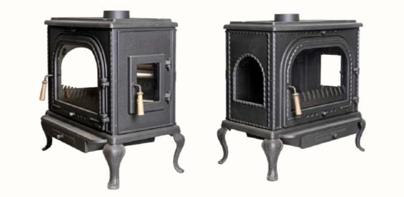 Döküm soba yan cam alttan küllük