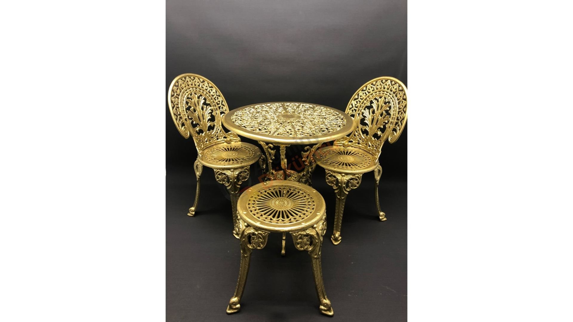 Osmanlı altın renk 2+1 tabure