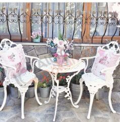 Güllü kollu 2 sandalye 65 çap masa osmanlı