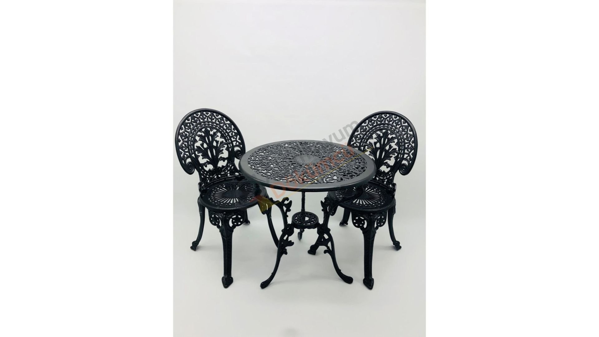 Osmanlı 2 sandalye 65 çap masa siyah