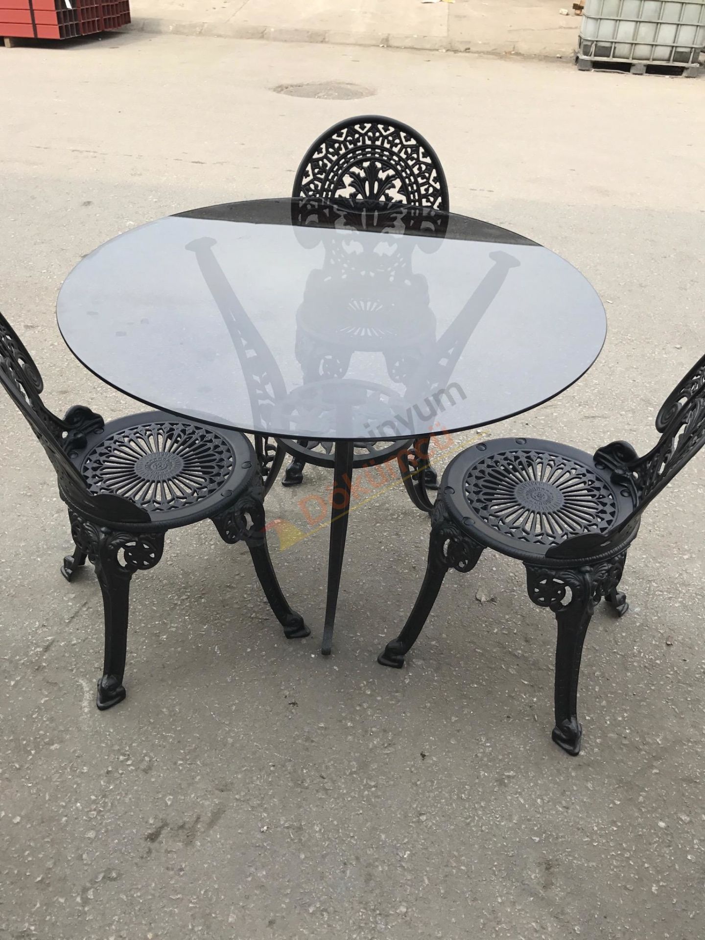 Osmanlı sandalye güllü 3 Lü ayak orta bağlantılı