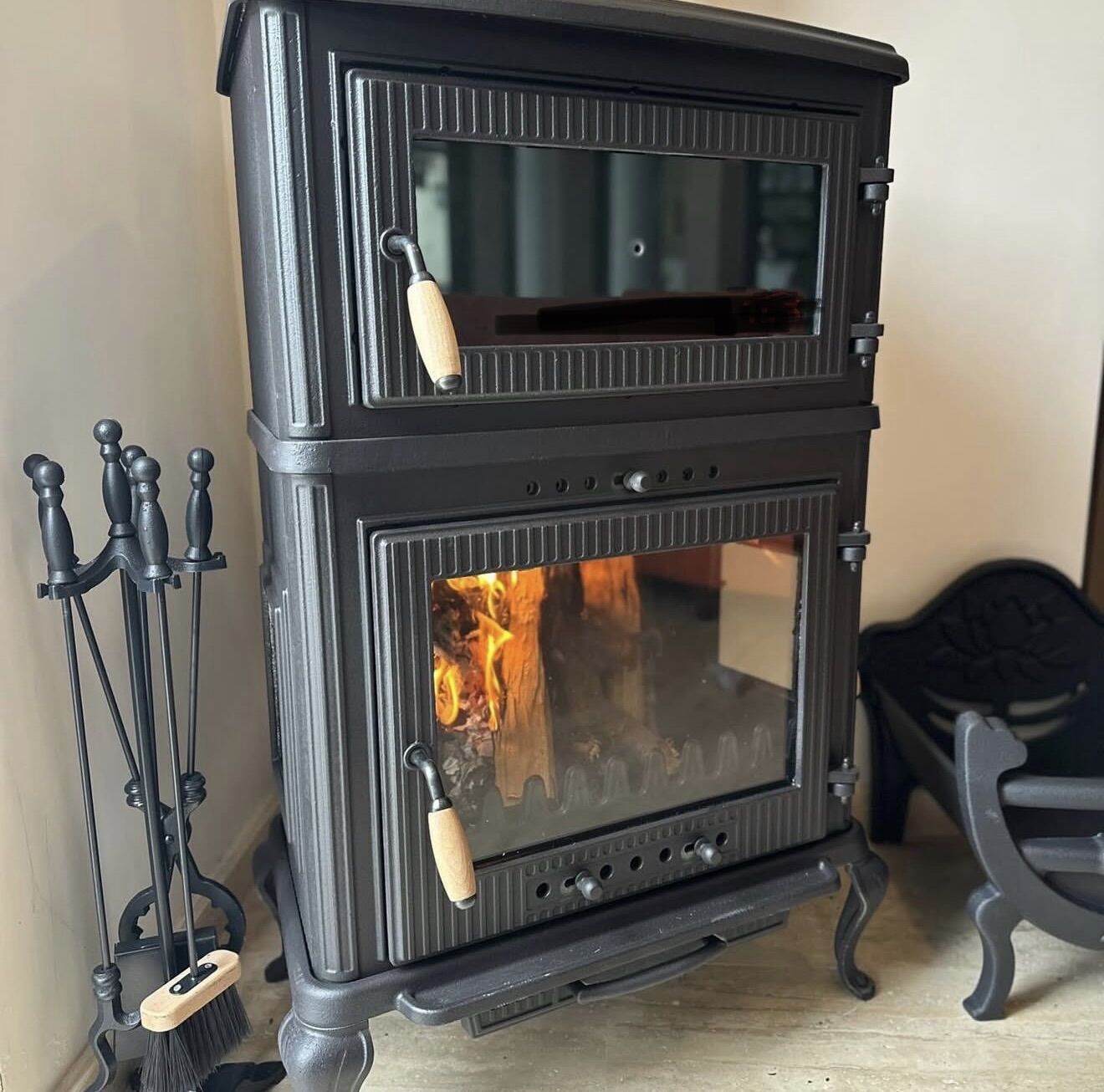 Döküm soba kuzine alt tepsi odunluk