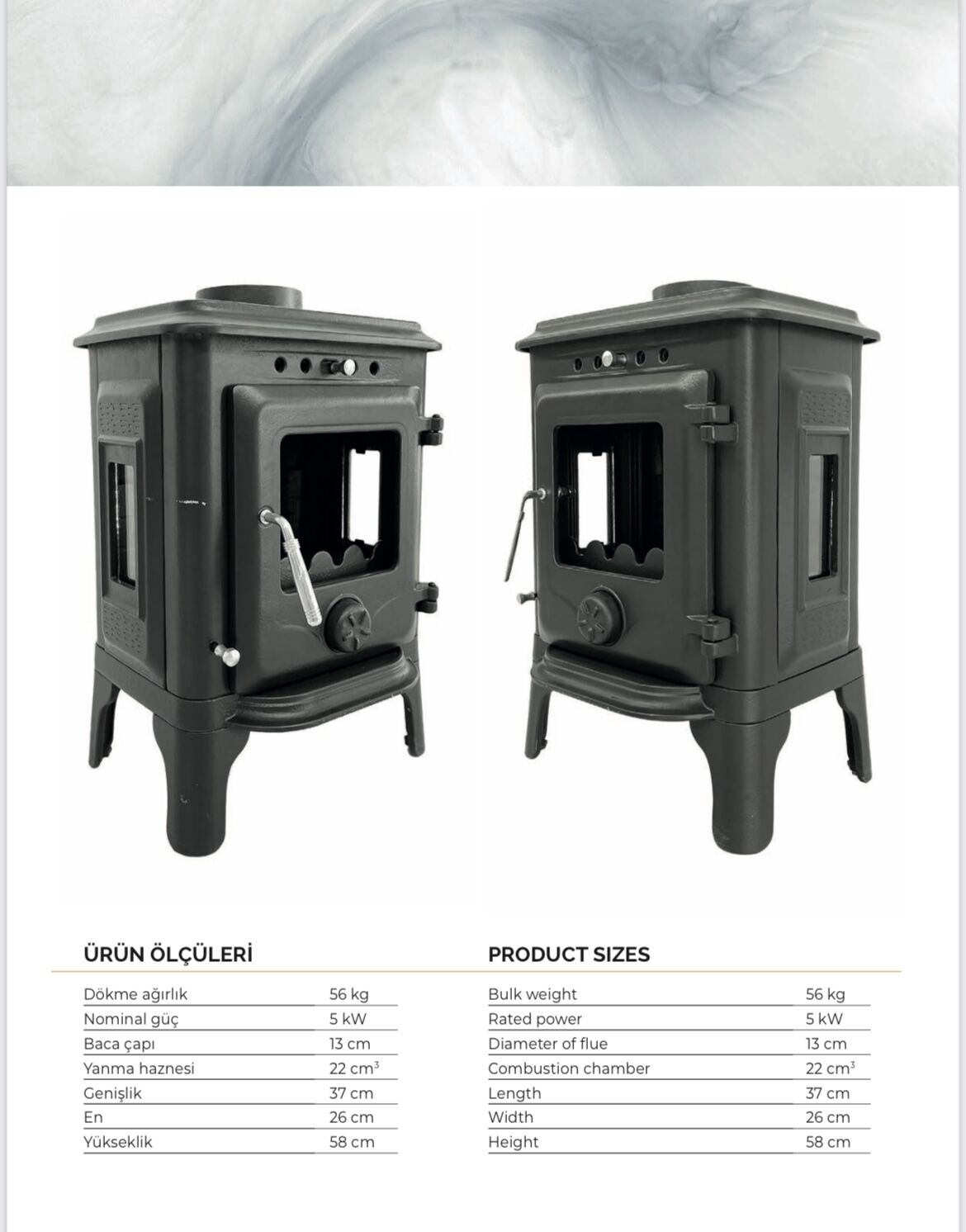 Döküm kamp sobası yan camlı