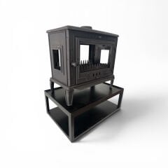 Şömine soba-4 Camlı sobamız alt tepsili