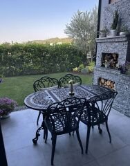 Döküm kuğu sandalye oval Osmanlı masa