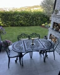 Döküm kuğu sandalye oval Osmanlı masa