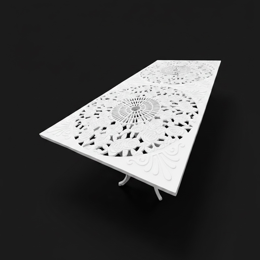 Döküm masa güllü 157x78 cm