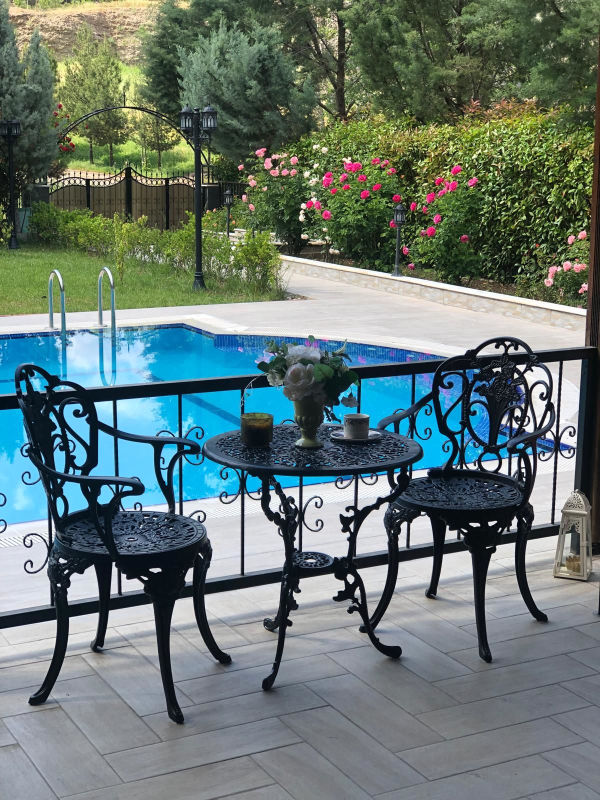 Siyah Osmanlı takım güllü sandalye Osmanlı masa